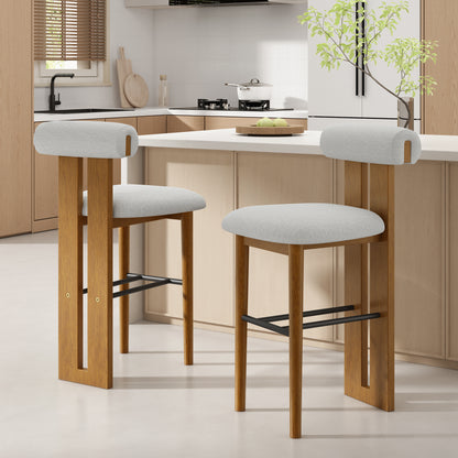 Renee Indoor Wooden Upholstered Barstool and Upholstery, Set of 2