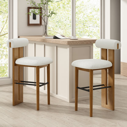 Renee Indoor Wooden Upholstered Barstool and Upholstery, Set of 2