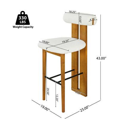 Renee Indoor Wooden Upholstered Barstool and Upholstery, Set of 2