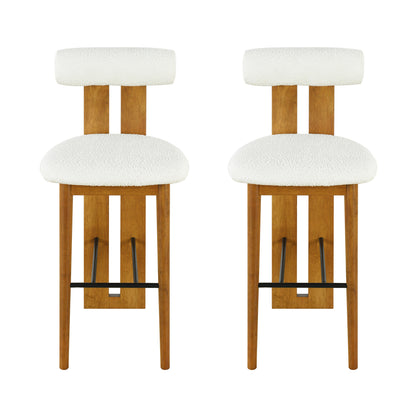 Renee Indoor Wooden Upholstered Barstool and Upholstery, Set of 2