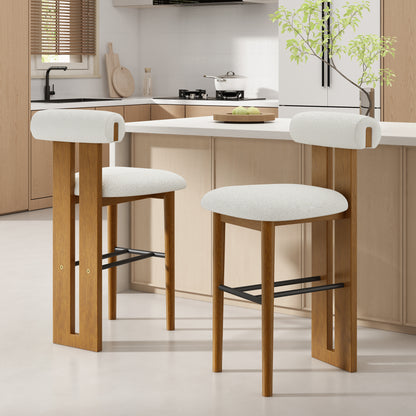 Renee Indoor Wooden Upholstered Barstool and Upholstery, Set of 2