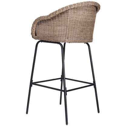 Laddiar Outdoor Metal Wicker Barstool, Faux Wicker, Set of 2