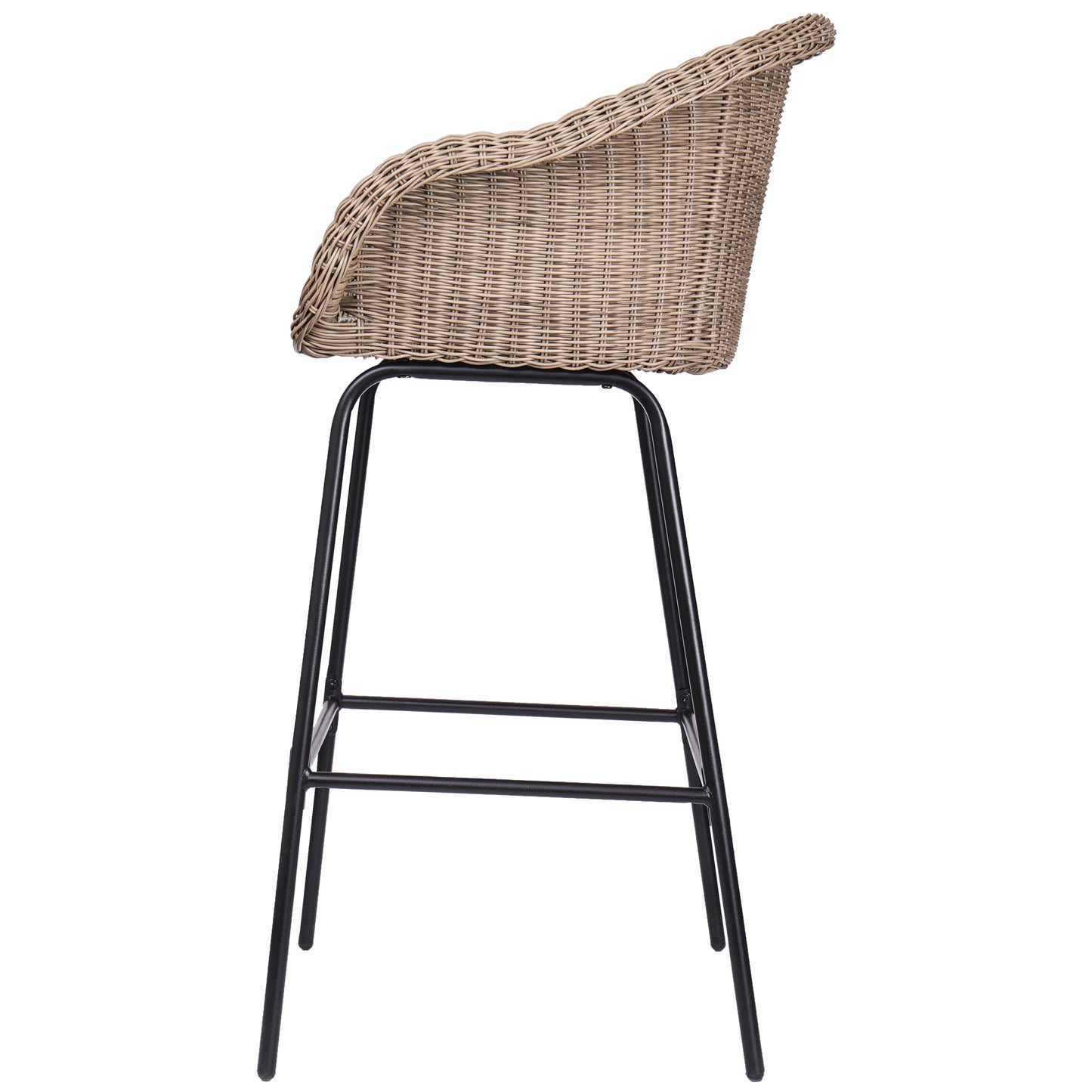 Laddiar Outdoor Metal Wicker Barstool, Faux Wicker, Set of 2