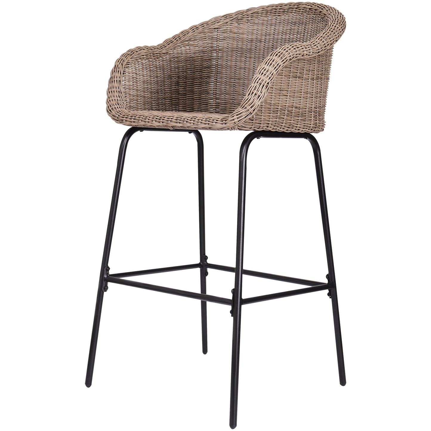 Laddiar Outdoor Metal Wicker Barstool, Faux Wicker, Set of 2