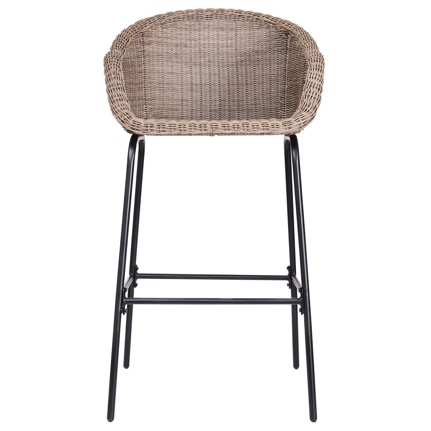 Laddiar Outdoor Metal Wicker Barstool, Faux Wicker, Set of 2