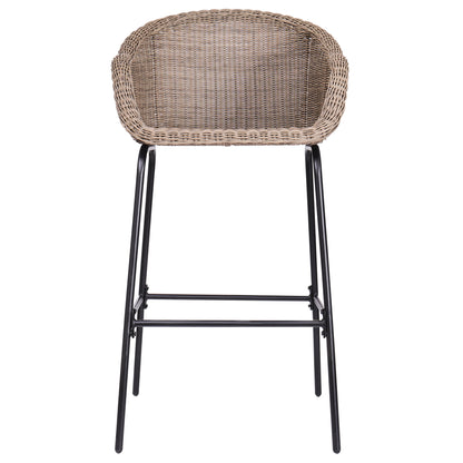 Laddiar Outdoor Metal Wicker Barstool, Faux Wicker, Set of 2