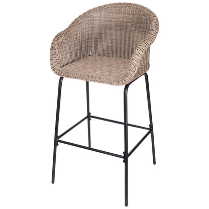 Laddiar Outdoor Metal Wicker Barstool, Faux Wicker, Set of 2