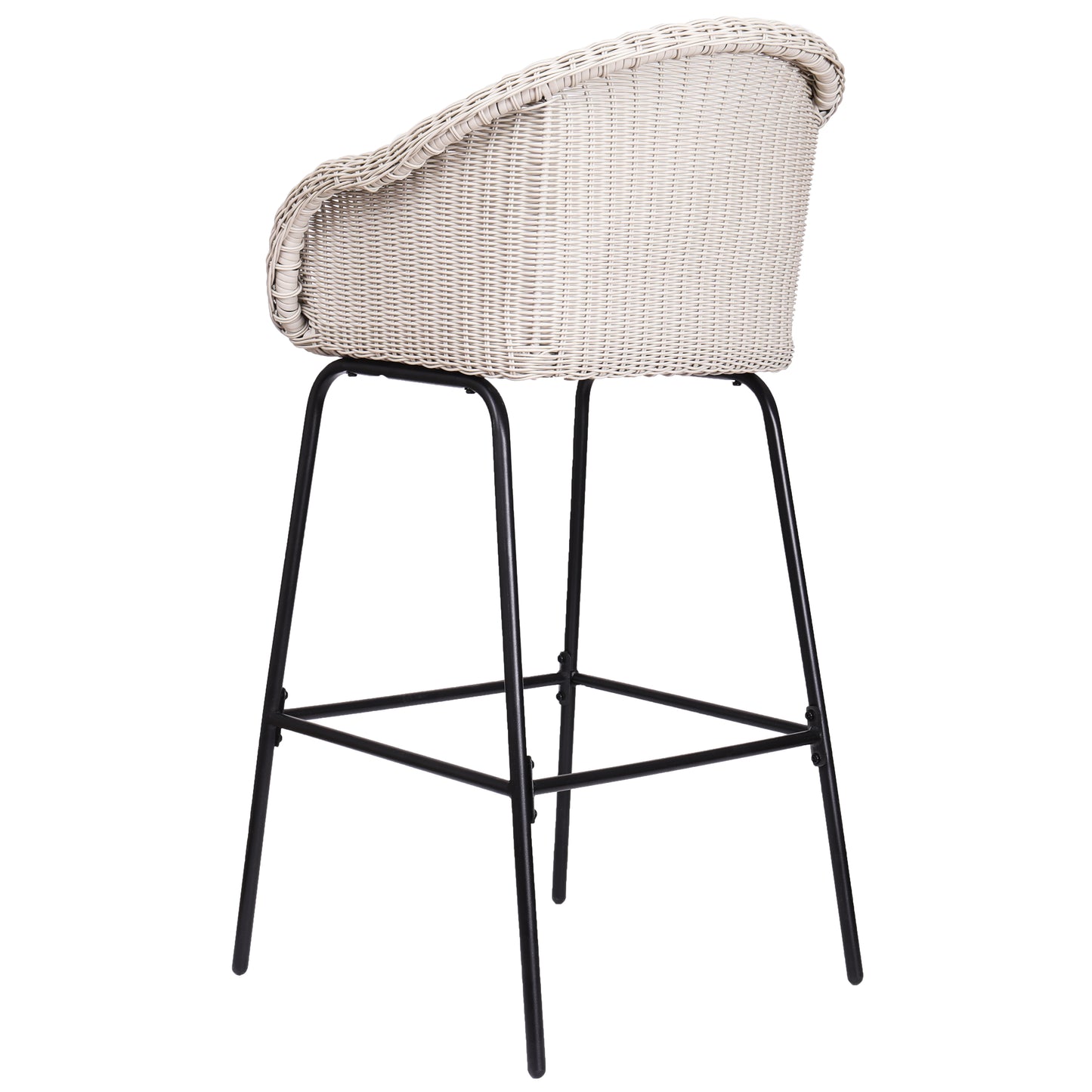 Laddiar Outdoor Metal Wicker Barstool, Faux Wicker, Set of 2