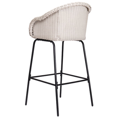 Laddiar Outdoor Metal Wicker Barstool, Faux Wicker, Set of 2