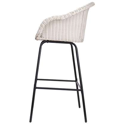 Laddiar Outdoor Metal Wicker Barstool, Faux Wicker, Set of 2