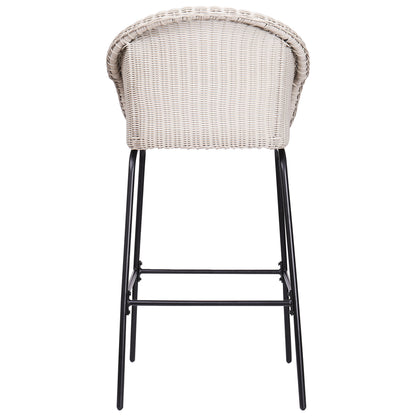 Laddiar Outdoor Metal Wicker Barstool, Faux Wicker, Set of 2