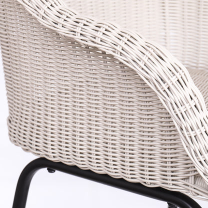 Laddiar Outdoor Metal Wicker Barstool, Faux Wicker, Set of 2