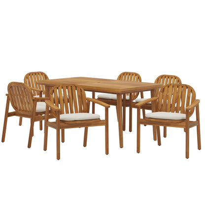 Janiya Outdoor Furniture Sets,1Dining Table and 6 Dining Chair With Cushion