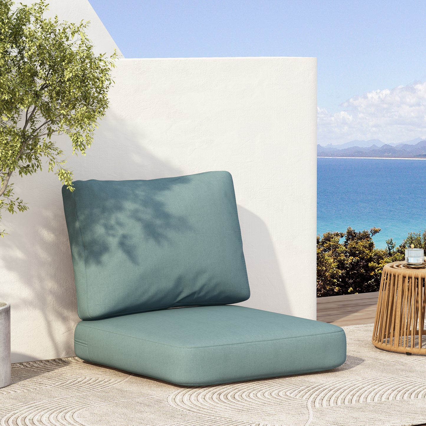 Noaha Outdoor Club Chair Cushion Set, Seat Cushion and Back Cushion