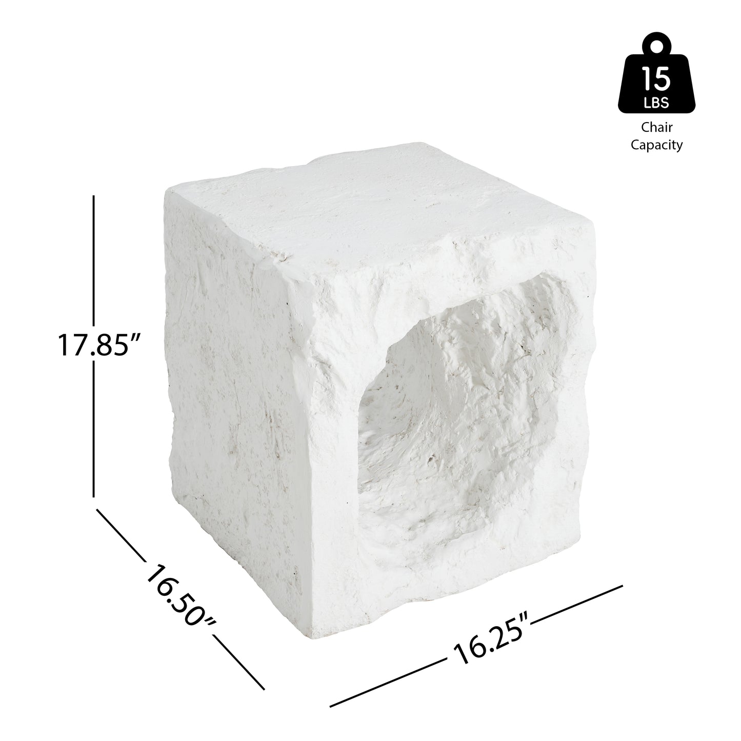 Lyral Outdoor Patio Karst Cave Inspired MGO Side Table, White