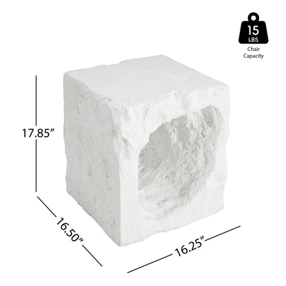 Lyral Outdoor Patio Karst Cave Inspired MGO Side Table, White