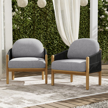 Ylaenor Outdoor Wood Club Chair, with Cushion