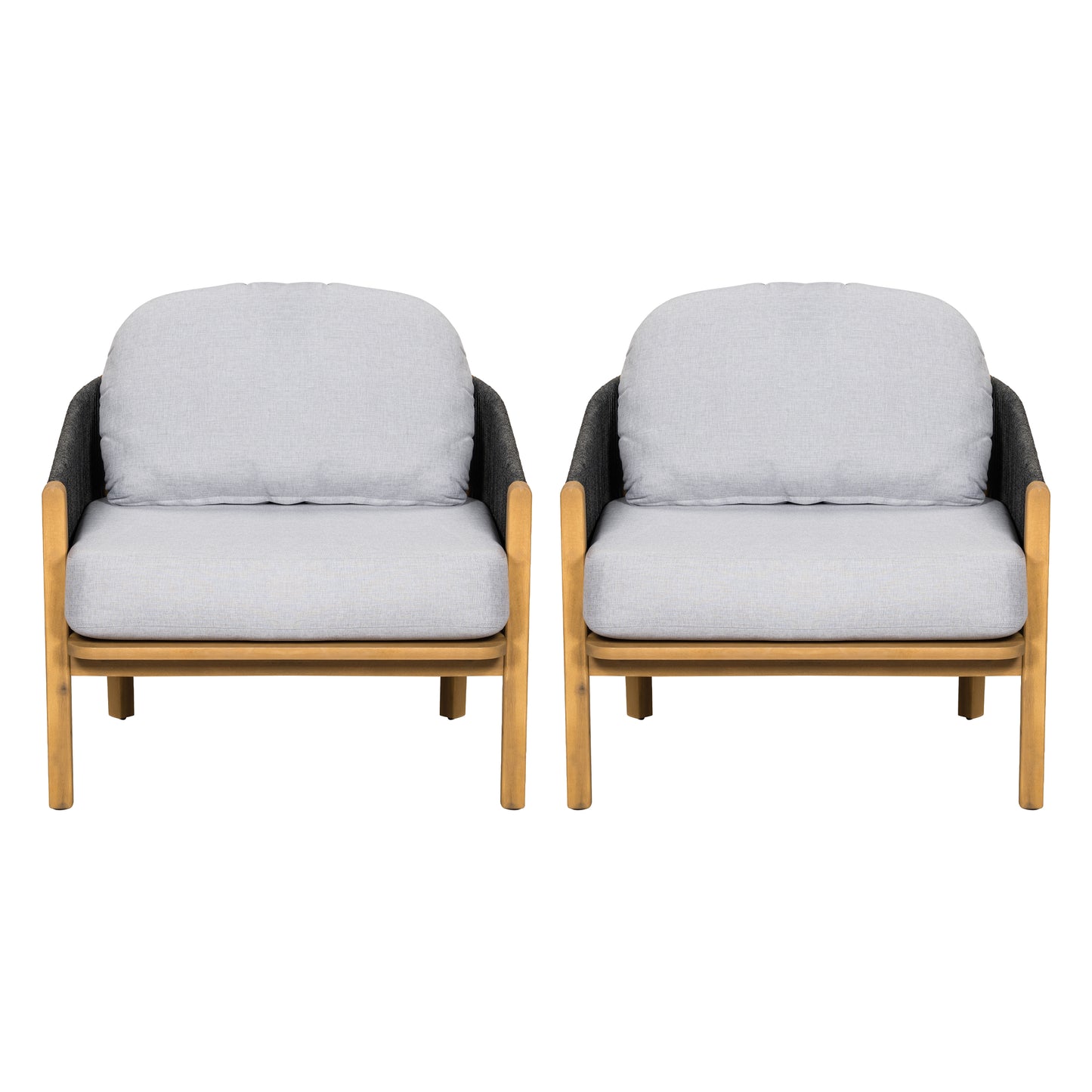 Ylaenor Outdoor Wood Club Chair, with Cushion