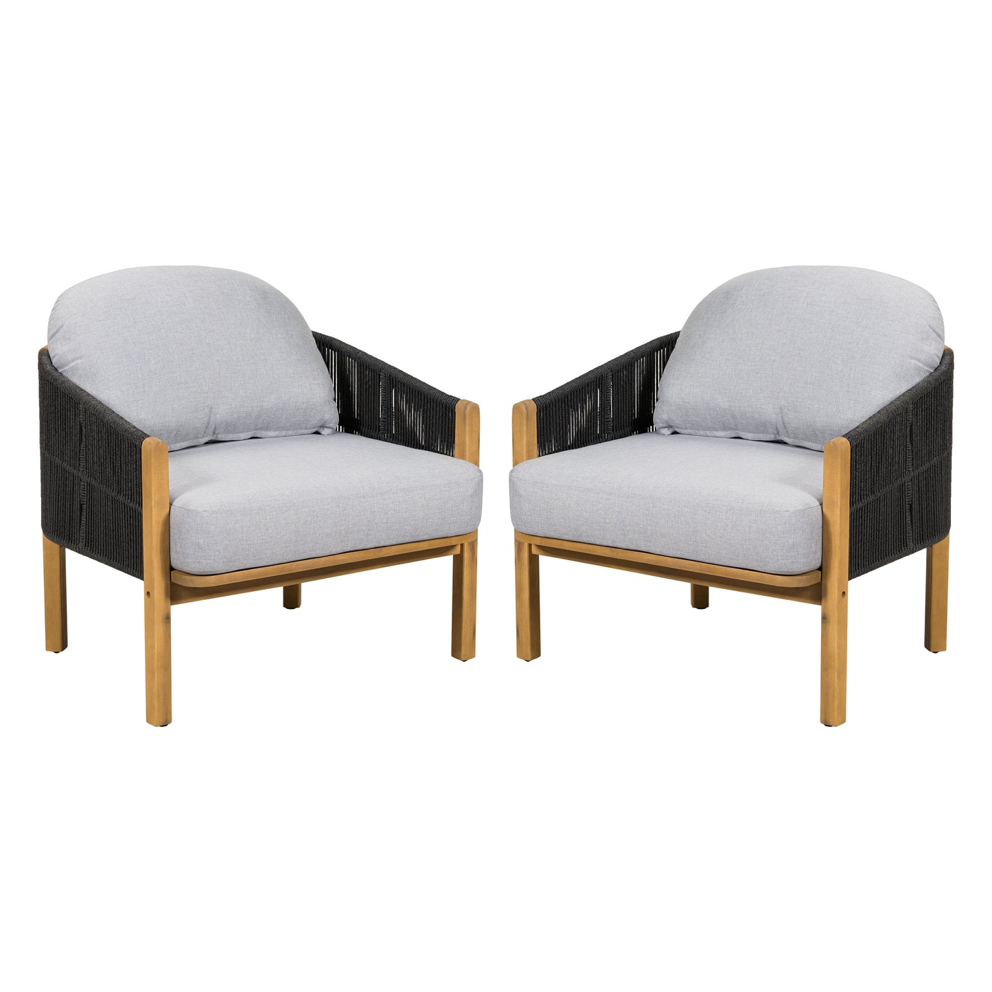 Ylaenor Outdoor Wood Club Chair, with Cushion