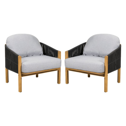 Ylaenor Outdoor Wood Club Chair, with Cushion