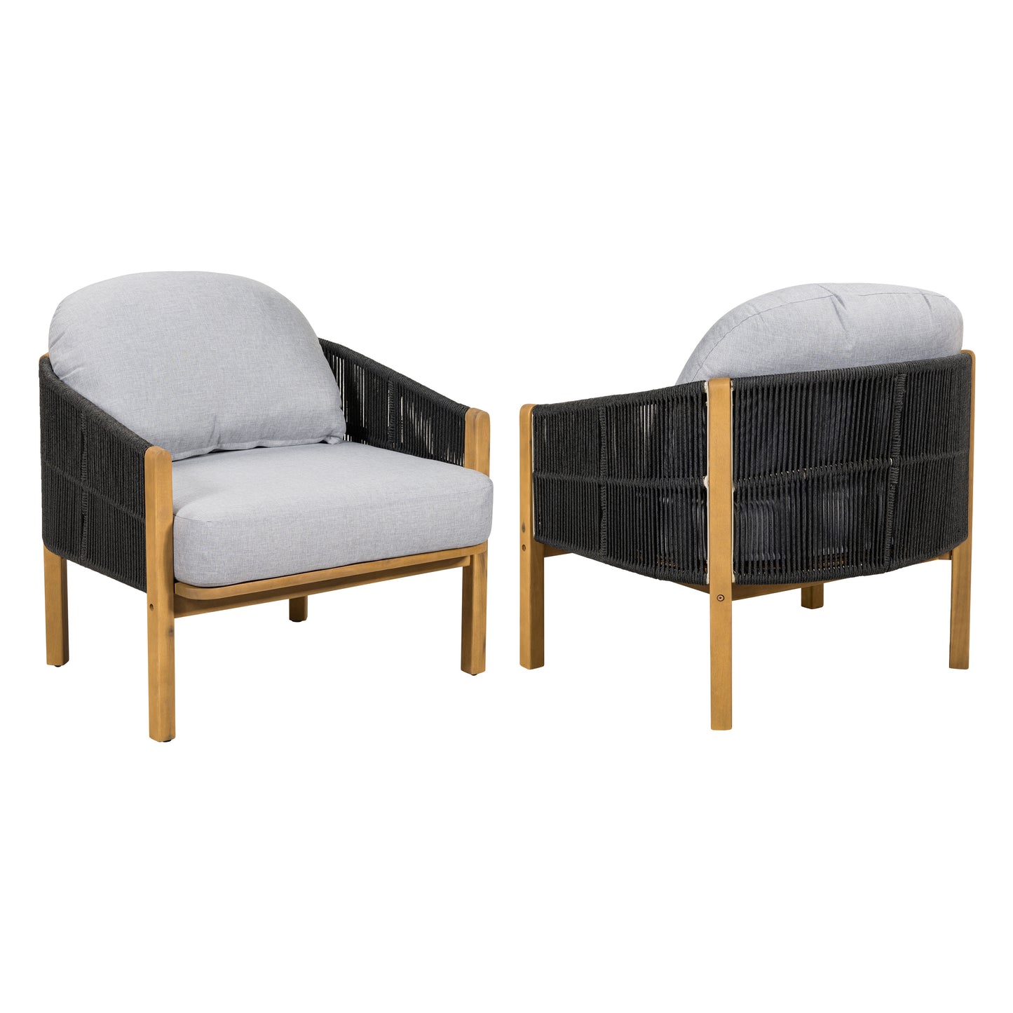 Ylaenor Outdoor Wood Club Chair, with Cushion