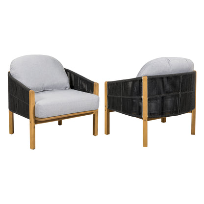 Ylaenor Outdoor Wood Club Chair, with Cushion