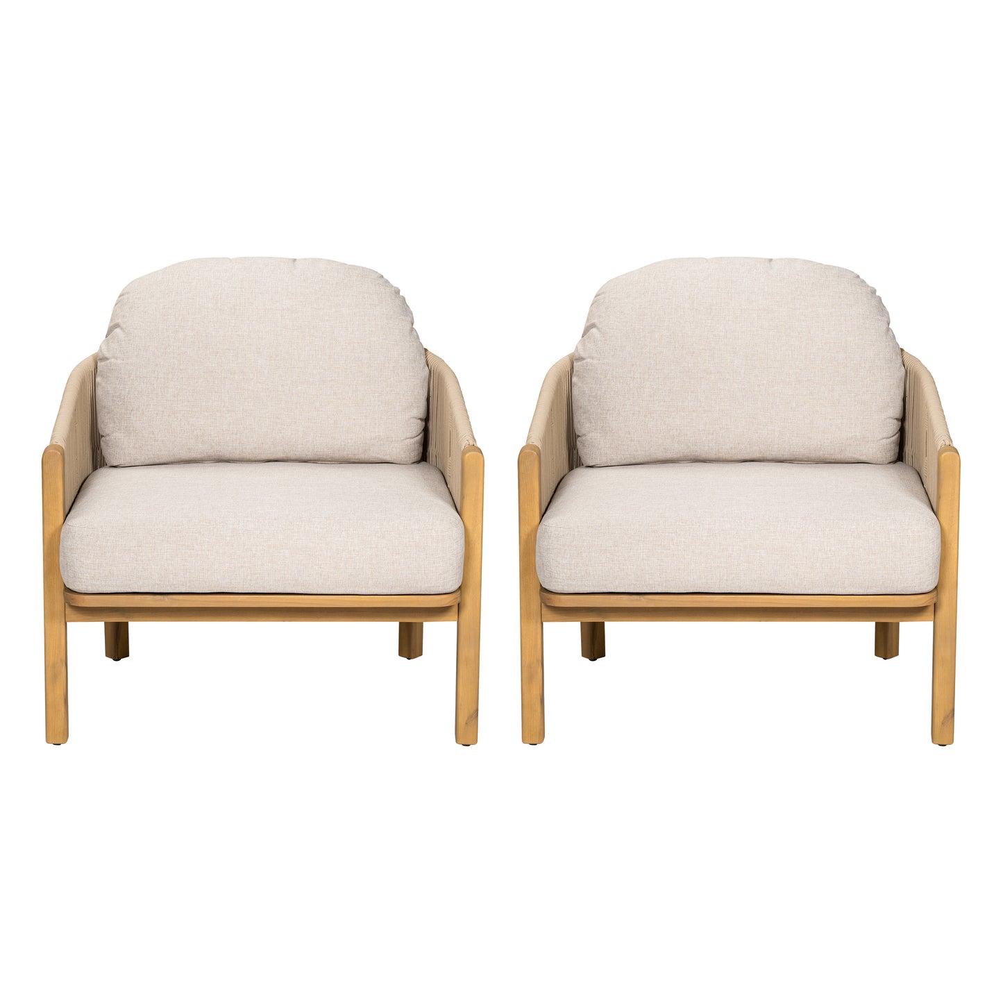 Ylaenor Outdoor Wood Club Chair, with Cushion