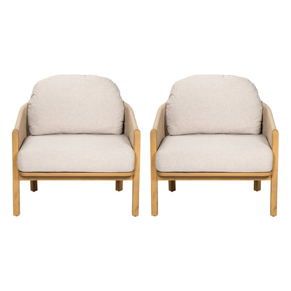 Ylaenor Outdoor Wood Club Chair, with Cushion