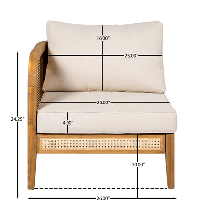 Modern 5-Piece Patio Solid Wood Outdoor Conversation Sectional Sofa Set with Cushions