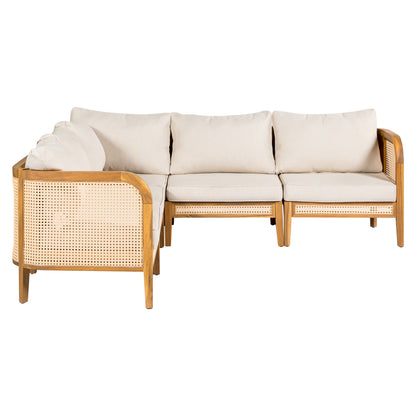 Modern 5-Piece Patio Solid Wood Outdoor Conversation Sectional Sofa Set with Cushions