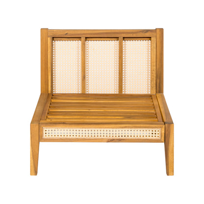 Modern 5-Piece Patio Solid Wood Outdoor Conversation Sectional Sofa Set with Cushions