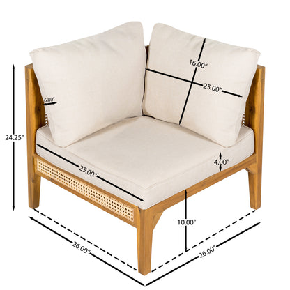 Modern 5-Piece Patio Solid Wood Outdoor Conversation Sectional Sofa Set with Cushions