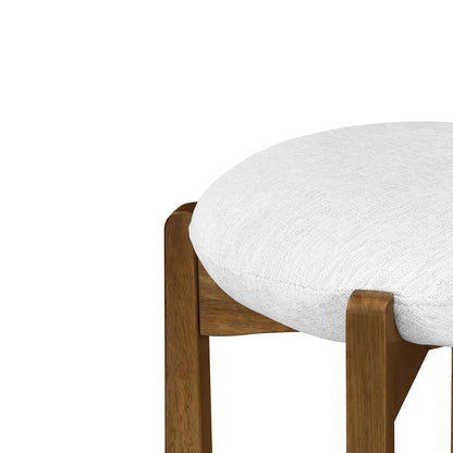 Tarai Indoor Wooden Upholstered Barstool, Ivory Upholstery, Set of 2