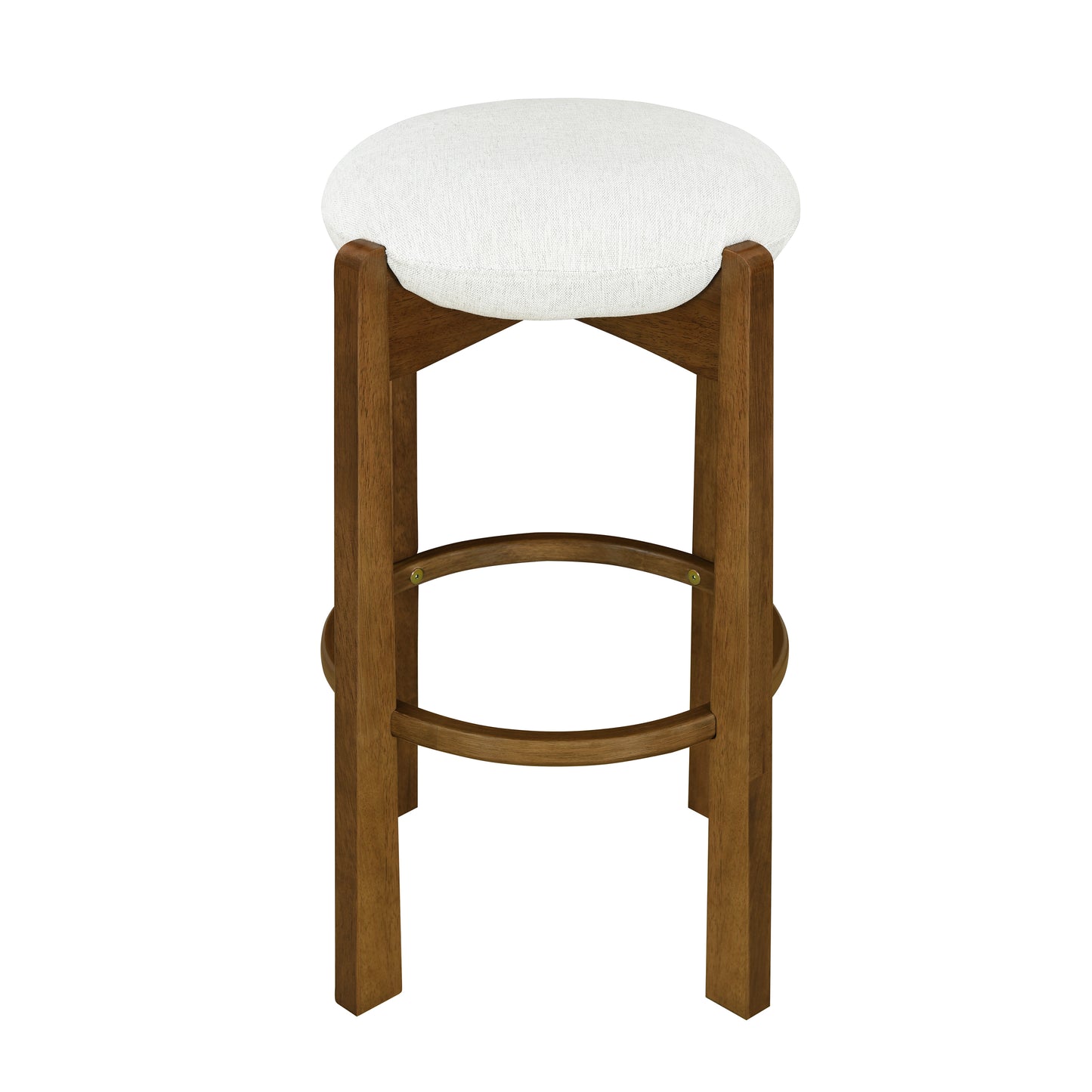 Tarai Indoor Wooden Upholstered Barstool, Ivory Upholstery, Set of 2