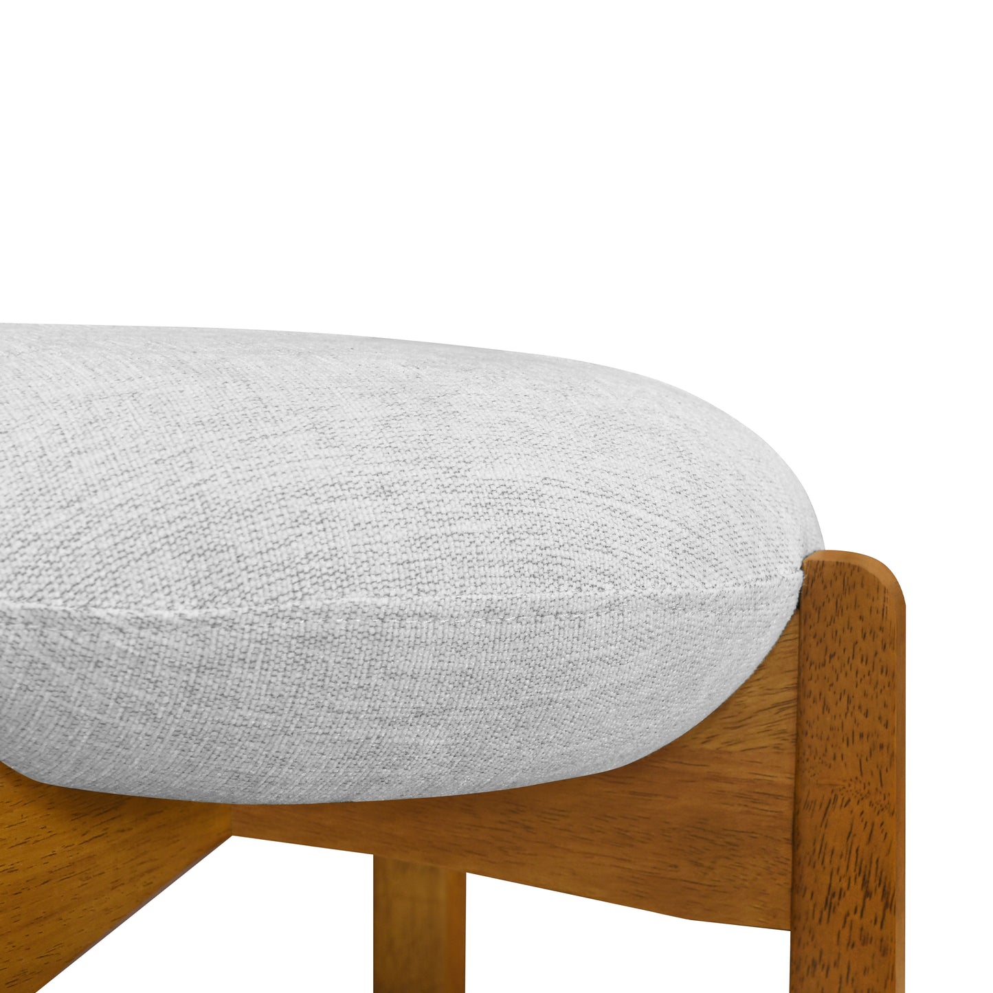 Tarai Indoor Wooden Upholstered Barstool, Ivory Upholstery, Set of 2