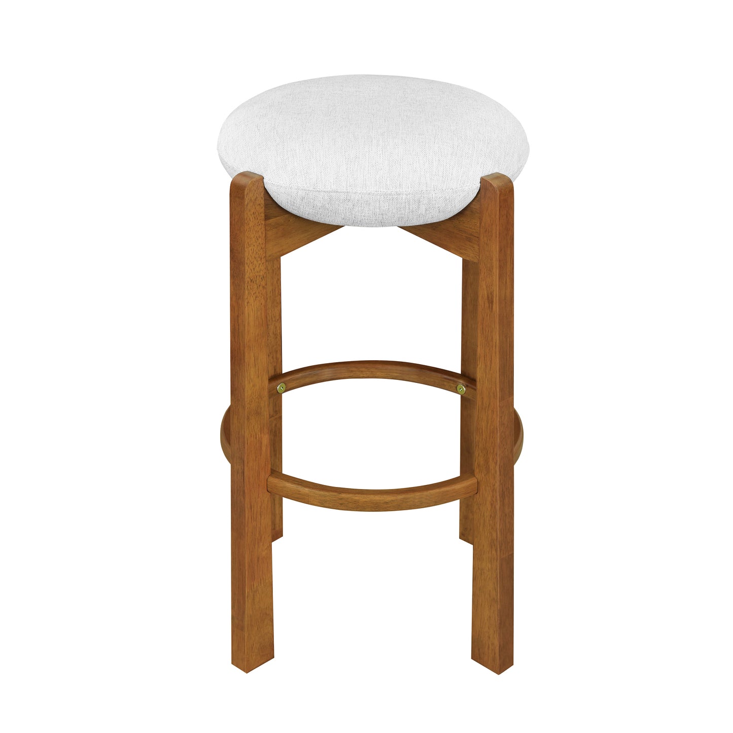 Tarai Indoor Wooden Upholstered Barstool, Ivory Upholstery, Set of 2