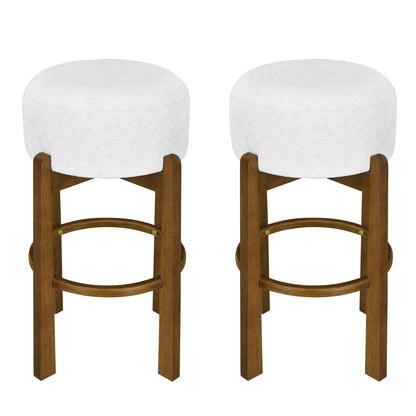 Briony Indoor Wooden Upholstered Barstool,Ivory Upholstery, Set of 2