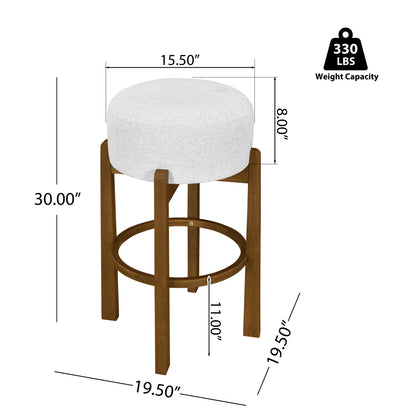 Briony Indoor Wooden Upholstered Barstool,Ivory Upholstery, Set of 2