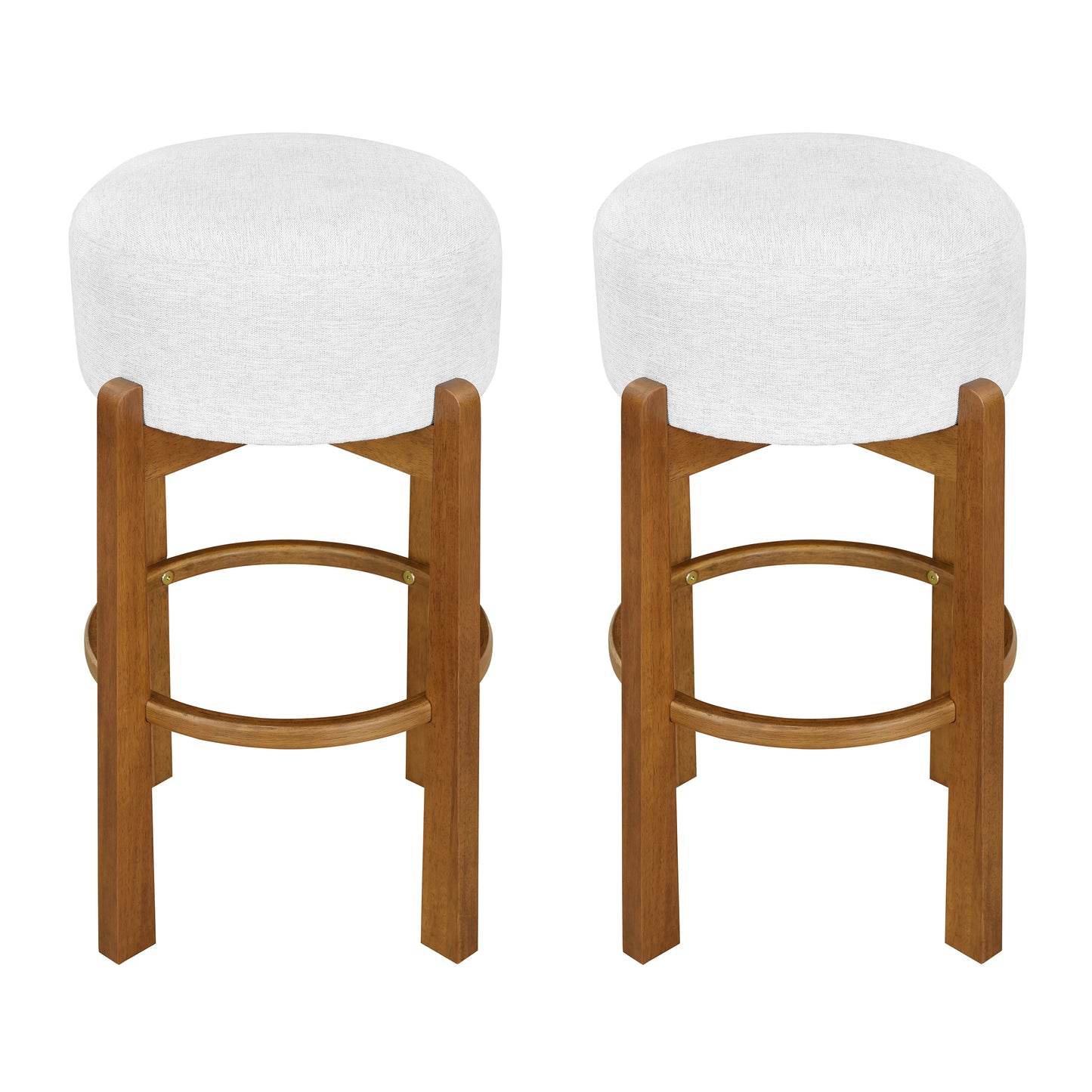 Briony Indoor Wooden Upholstered Barstool,Ivory Upholstery, Set of 2