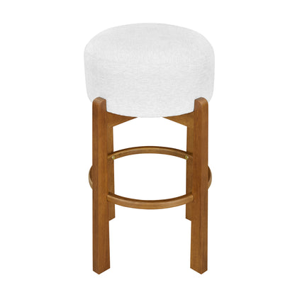 Briony Indoor Wooden Upholstered Barstool,Ivory Upholstery, Set of 2