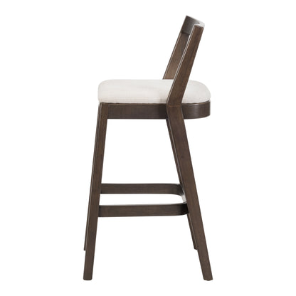 Cassian Indoor Rubberwood Beige Upholstery Barstool,Set of 2