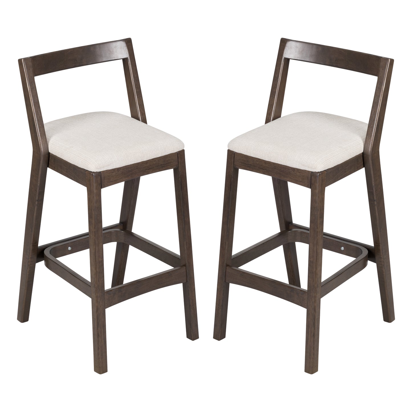 Cassian Indoor Rubberwood Beige Upholstery Barstool,Set of 2