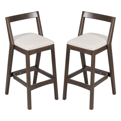Cassian Indoor Rubberwood Beige Upholstery Barstool,Set of 2