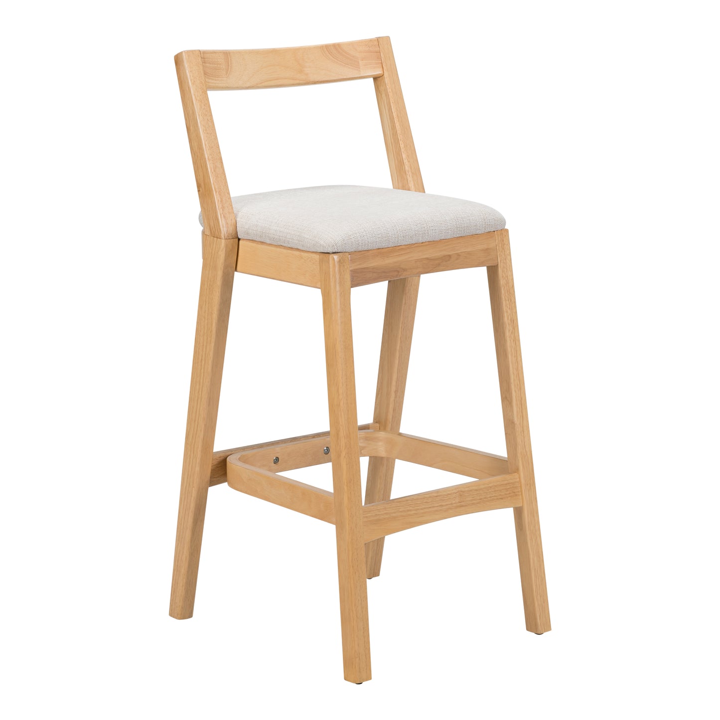 Cassian Indoor Rubberwood Beige Upholstery Barstool,Set of 2