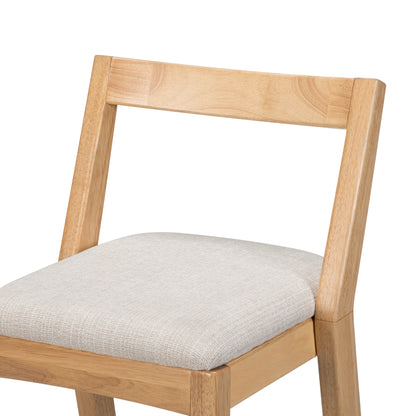 Cassian Indoor Rubberwood Beige Upholstery Barstool,Set of 2