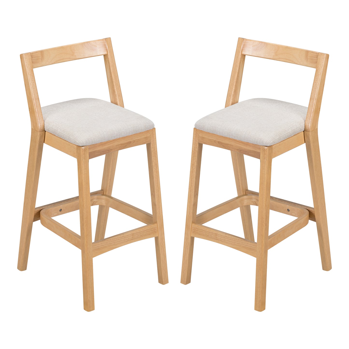 Cassian Indoor Rubberwood Beige Upholstery Barstool,Set of 2