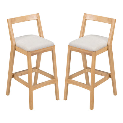 Cassian Indoor Rubberwood Beige Upholstery Barstool,Set of 2