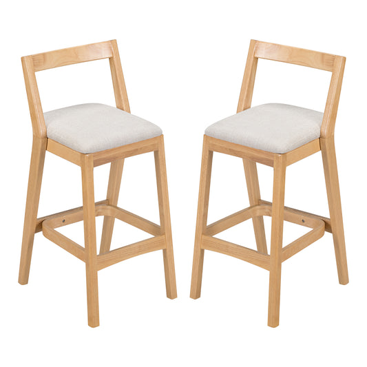 Cassian Indoor Rubberwood Beige Upholstery Barstool,Set of 2