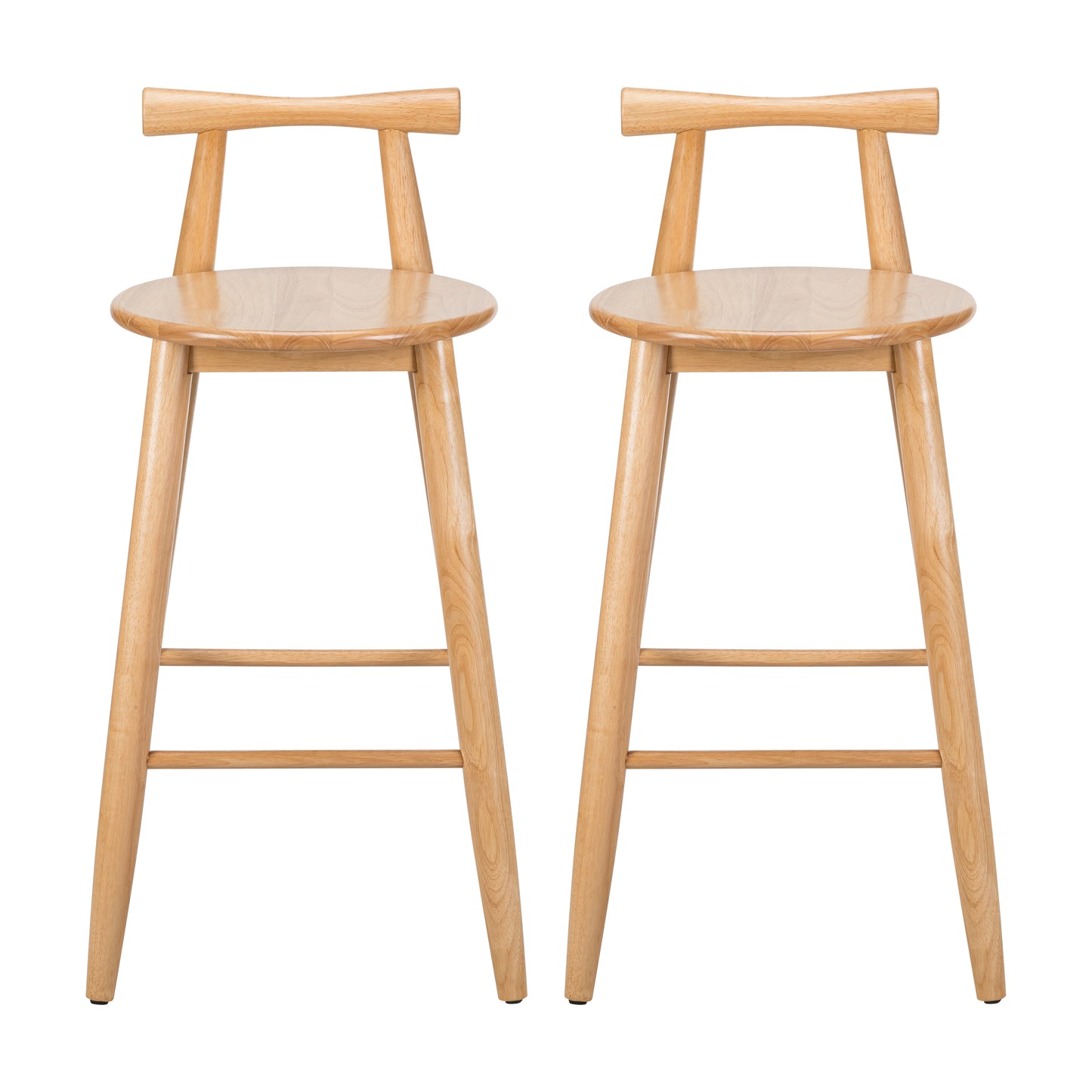 Finnian Indoor Rubberwood Barstool, Natural Finished, Set of 2
