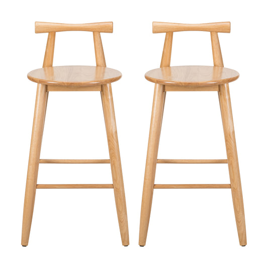 Finnian Indoor Rubberwood Barstool, Natural Finished, Set of 2